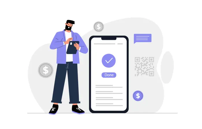 Mobile Payment Concept Flat Style Illustration